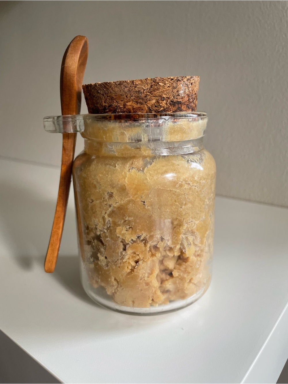 Small Glass Jar with Cork Lid & Wooden Spoon